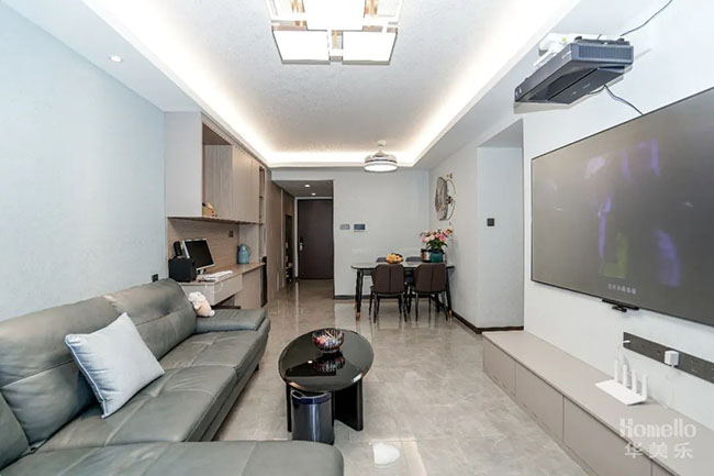 95㎡三居，客餐廳之間打造工作區(qū)，將生活與工作和諧結(jié)合